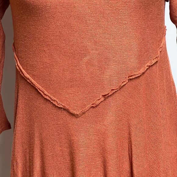 Free People Anthropologie Pumpkin Assymetrical Raw Edge Tunic Top Womens Sz S - Picture 3 of 8